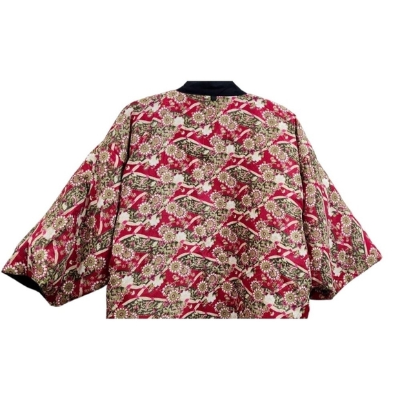 Japanese Hanten Kimono Jacket (M)Reversible Warm Room Wear Snow ring from JAPAN - Picture 5 of 14